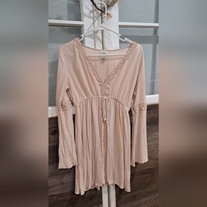 Knox Rose long sleeve baby pink dress 100% rayon made in Vietnam